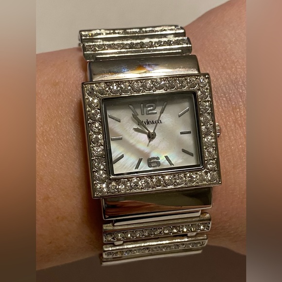 Style&Co women's watch. Square face with jeweled bevel edge. SC1230, L336 - Picture 1 of 5